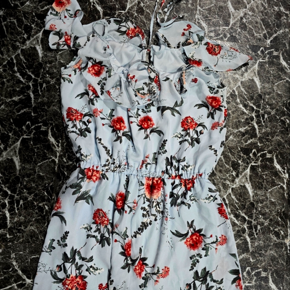 Aby blue and floral romper